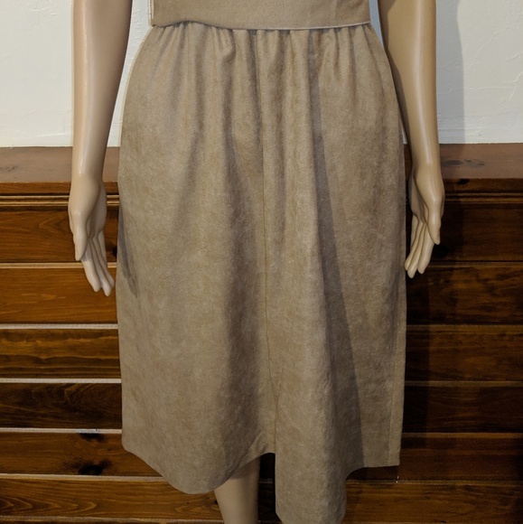 Vintage 70s Tan Brown Midi Dress Size 14.5 - Picture 6 of 7